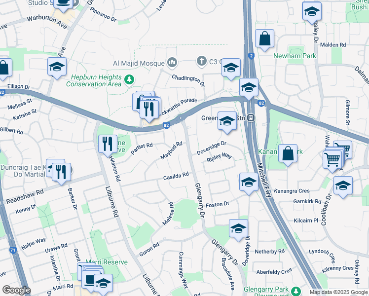 map of restaurants, bars, coffee shops, grocery stores, and more near 159 Glengarry Drive in Duncraig