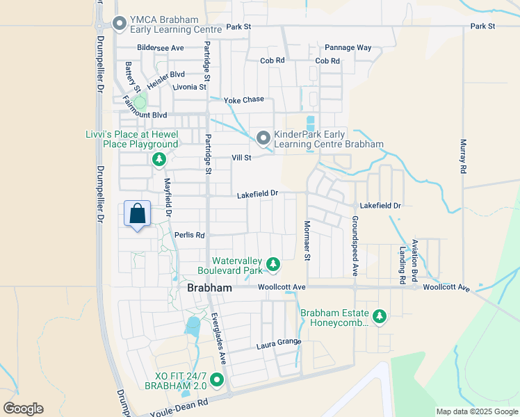 map of restaurants, bars, coffee shops, grocery stores, and more near Laverton Road in Brabham