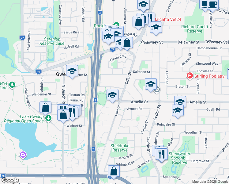map of restaurants, bars, coffee shops, grocery stores, and more near 9 Saint Patrick Close in Stirling