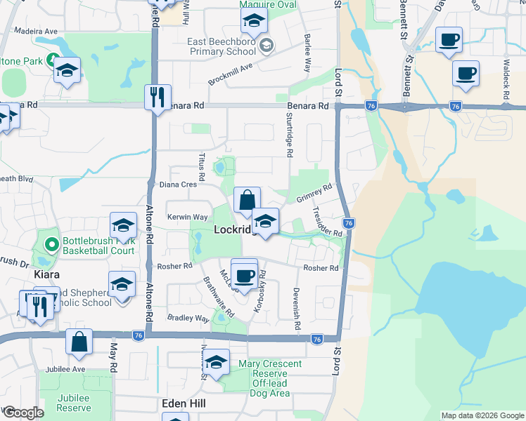 map of restaurants, bars, coffee shops, grocery stores, and more near 12 Arbon Way in Lockridge