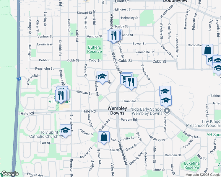 map of restaurants, bars, coffee shops, grocery stores, and more near 32 Bussell Road in Wembley Downs