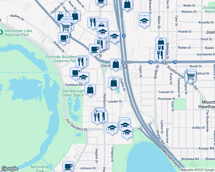 map of restaurants, bars, coffee shops, grocery stores, and more near 4 Cato Street in Glendalough