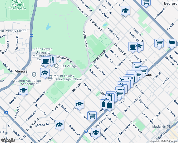 map of restaurants, bars, coffee shops, grocery stores, and more near 215 Sixth Avenue in Inglewood
