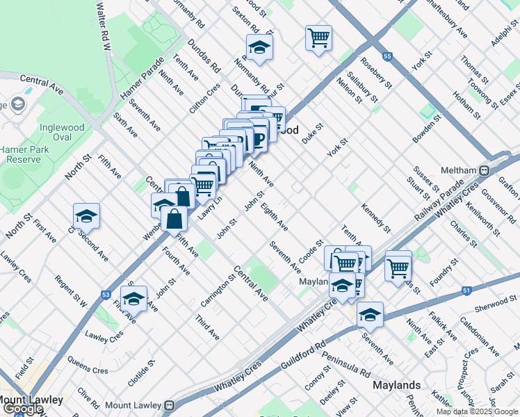 map of restaurants, bars, coffee shops, grocery stores, and more near 157 Eighth Avenue in Inglewood