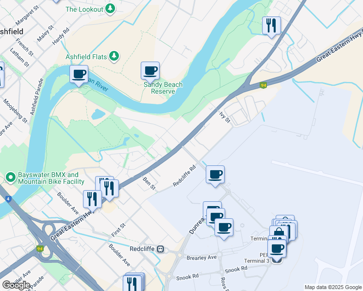 map of restaurants, bars, coffee shops, grocery stores, and more near Fauntleroy Avenue in Ascot