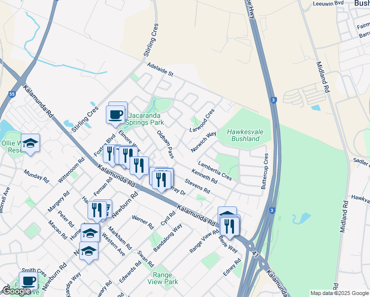 map of restaurants, bars, coffee shops, grocery stores, and more near 8 Norwich Way in High Wycombe