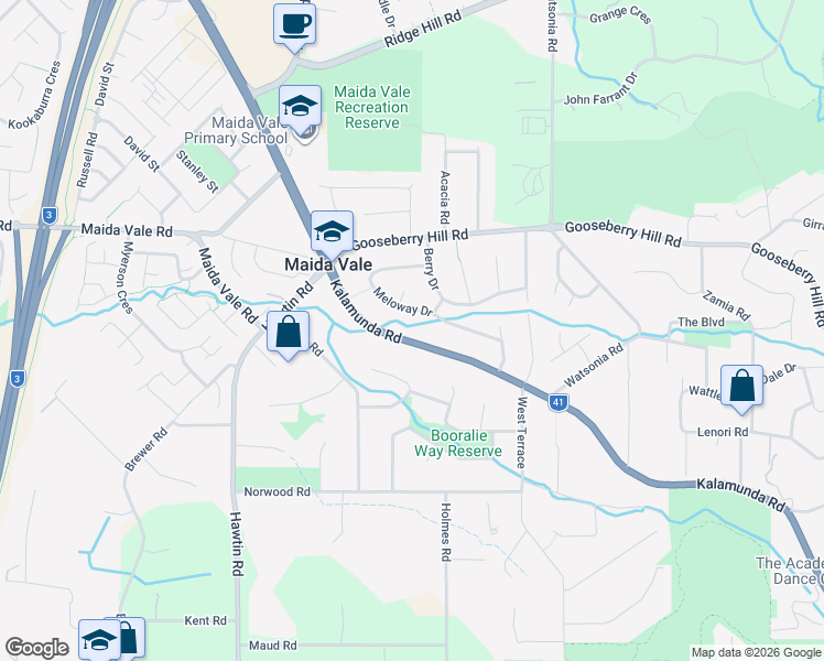 map of restaurants, bars, coffee shops, grocery stores, and more near 236 Kalamunda Road in Maida Vale