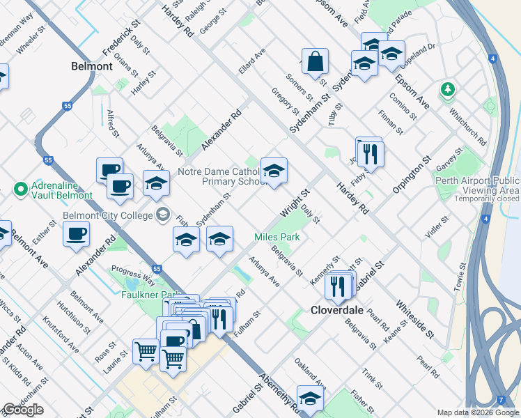map of restaurants, bars, coffee shops, grocery stores, and more near 8A Gilroy Street in Cloverdale