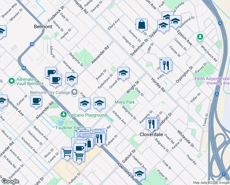 map of restaurants, bars, coffee shops, grocery stores, and more near 279 Belgravia Street in Cloverdale