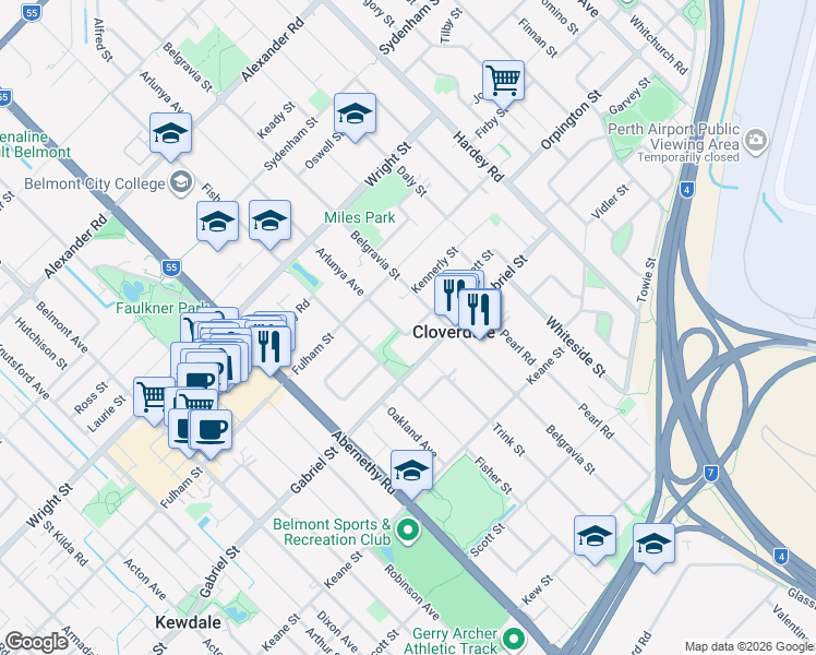 map of restaurants, bars, coffee shops, grocery stores, and more near 149B Arlunya Avenue in Cloverdale