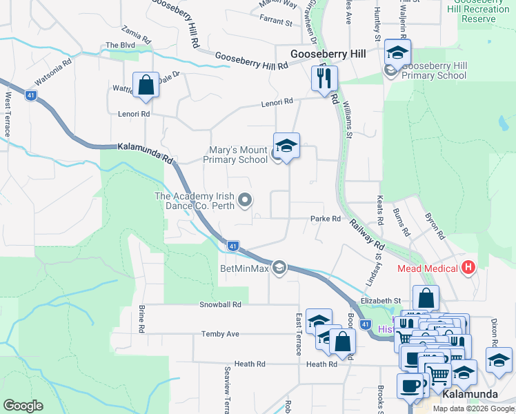 map of restaurants, bars, coffee shops, grocery stores, and more near 8 Jaraba Avenue in Gooseberry Hill