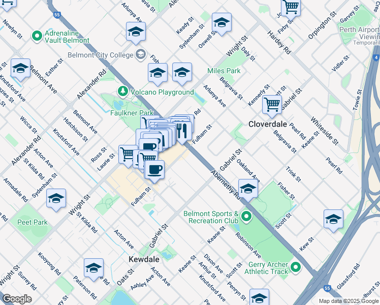 map of restaurants, bars, coffee shops, grocery stores, and more near 344 Abernethy Road in Cloverdale