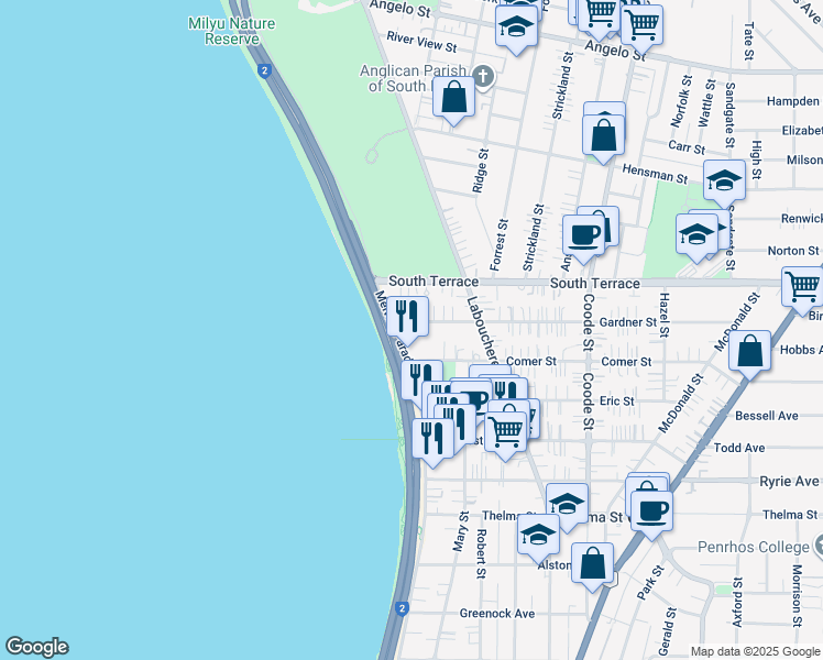 map of restaurants, bars, coffee shops, grocery stores, and more near 7 Gardner Street in Como