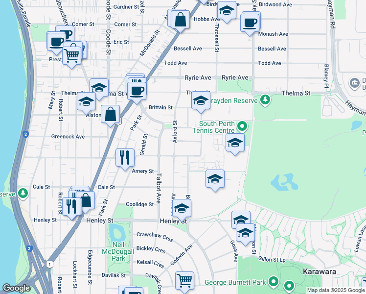 map of restaurants, bars, coffee shops, grocery stores, and more near 3 Lawrence Street in Como
