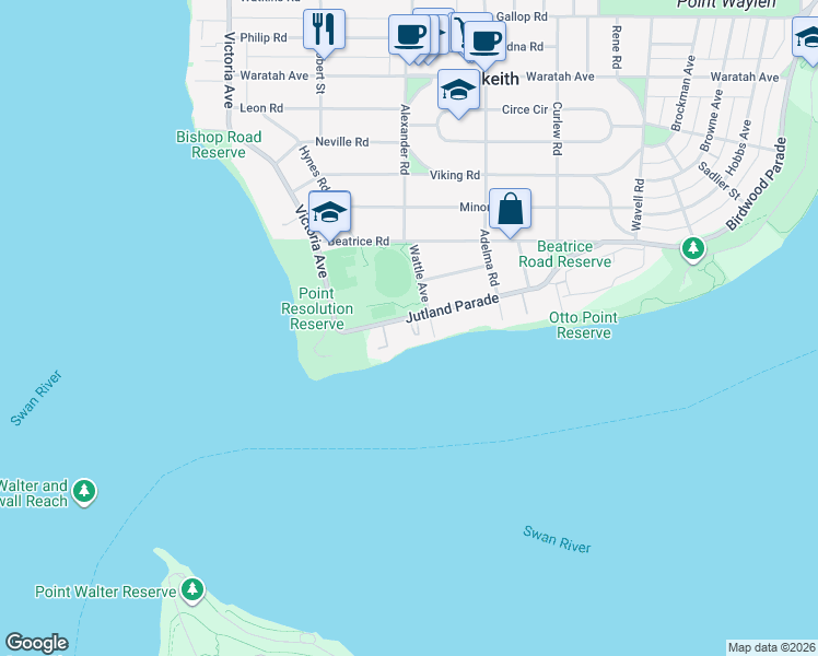 map of restaurants, bars, coffee shops, grocery stores, and more near 50 Jutland Parade in Dalkeith