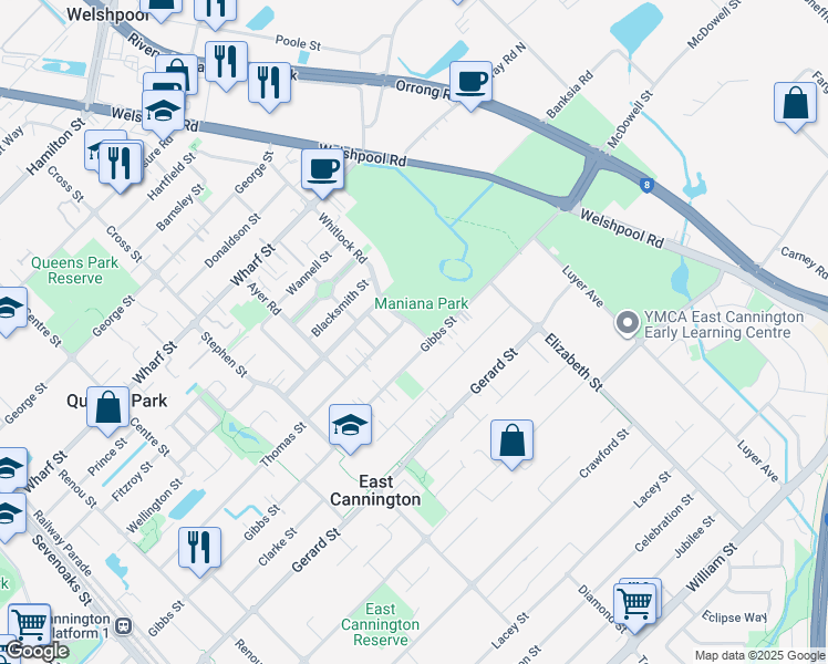 map of restaurants, bars, coffee shops, grocery stores, and more near 37 Whitlock Road in East Cannington