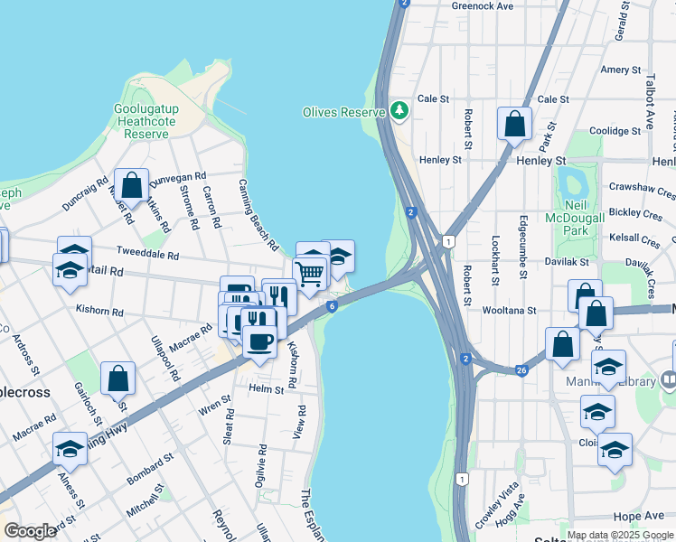 map of restaurants, bars, coffee shops, grocery stores, and more near 70 Canning Beach Road in Applecross