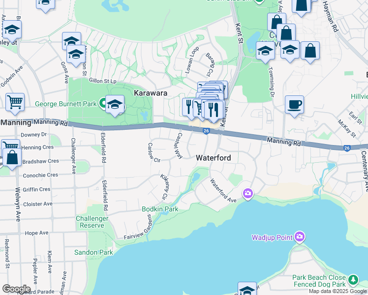 map of restaurants, bars, coffee shops, grocery stores, and more near 6 Tralee Way in Waterford