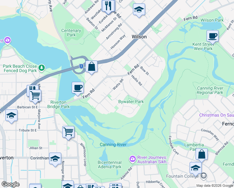 map of restaurants, bars, coffee shops, grocery stores, and more near 13 Old Lake Grove in Wilson