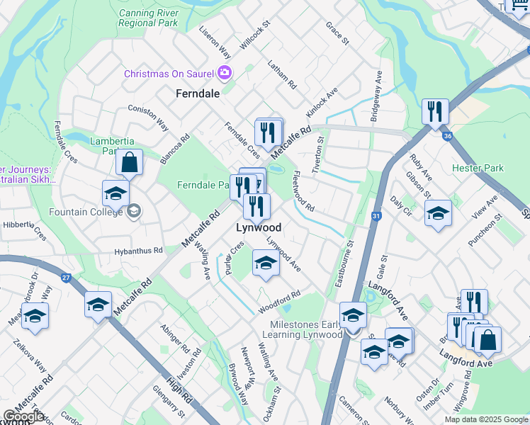 map of restaurants, bars, coffee shops, grocery stores, and more near 13 Kenton Street in Lynwood