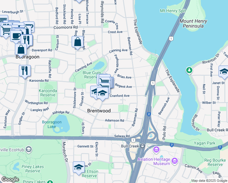 map of restaurants, bars, coffee shops, grocery stores, and more near 61 Parkside Avenue in Mount Pleasant