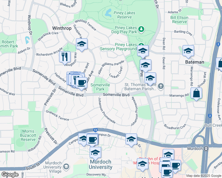 map of restaurants, bars, coffee shops, grocery stores, and more near 5 Jolley Grove in Winthrop