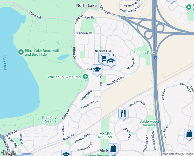 map of restaurants, bars, coffee shops, grocery stores, and more near 29 Annois Road in Bibra Lake