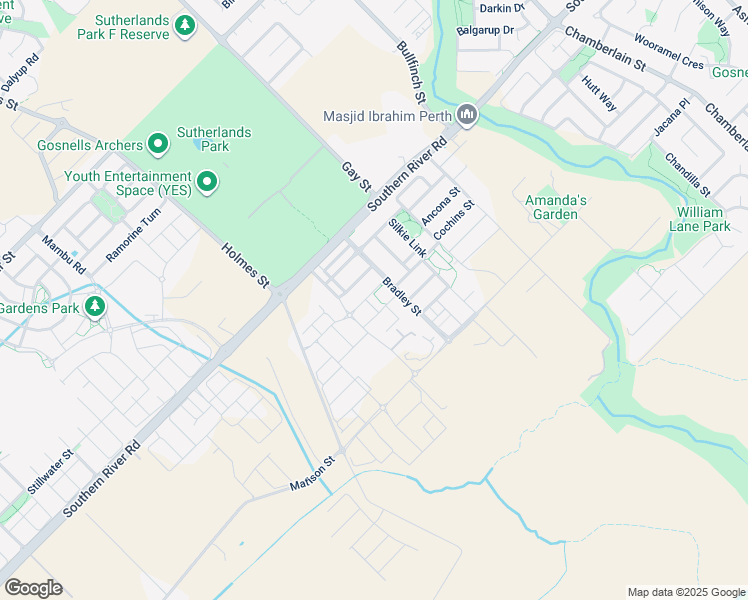 map of restaurants, bars, coffee shops, grocery stores, and more near 4 Asil Lane in Southern River