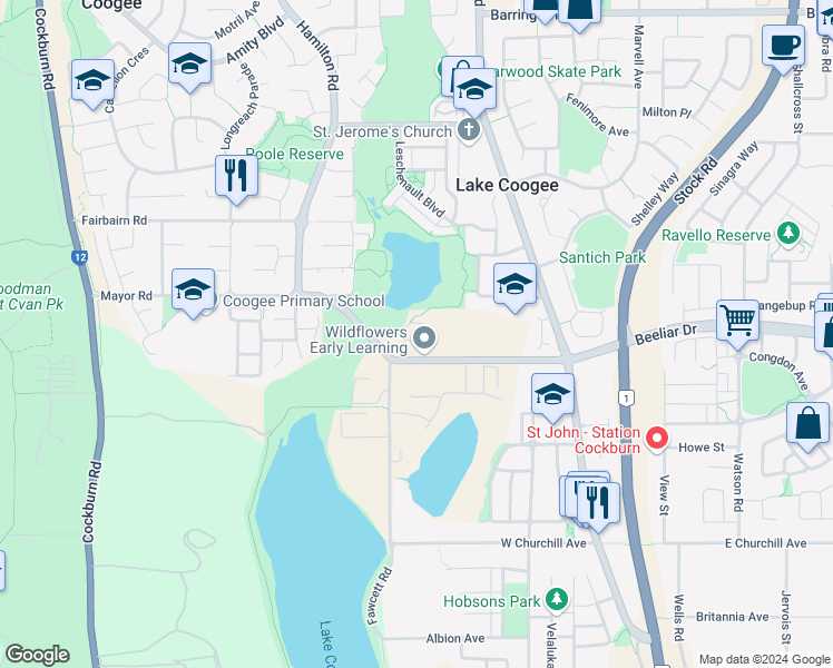 map of restaurants, bars, coffee shops, grocery stores, and more near 25 Apium Mews in Munster