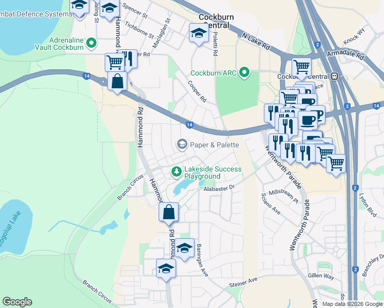map of restaurants, bars, coffee shops, grocery stores, and more near 30 Jubilee Avenue in Success