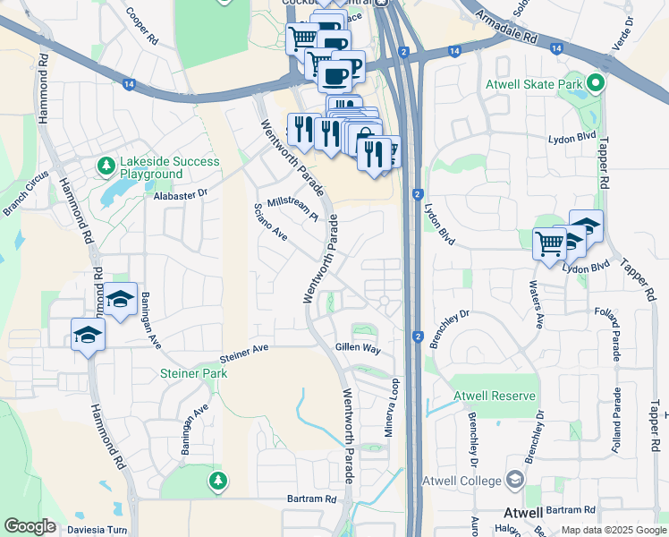 map of restaurants, bars, coffee shops, grocery stores, and more near 1 Ibera Way in Success