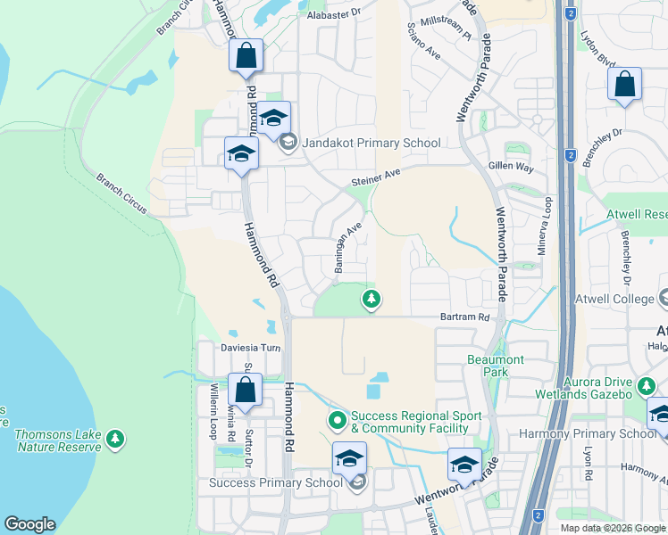 map of restaurants, bars, coffee shops, grocery stores, and more near 105 Baningan Avenue in Success