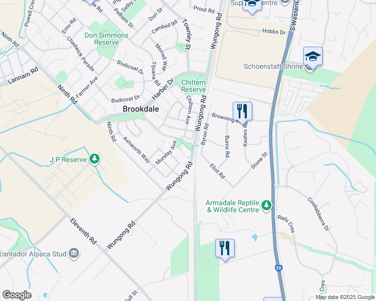 map of restaurants, bars, coffee shops, grocery stores, and more near 18 Trotman Court in Brookdale