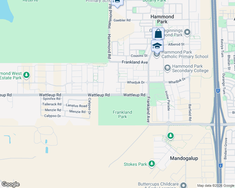 map of restaurants, bars, coffee shops, grocery stores, and more near 476 Wattleup Road in Wattleup