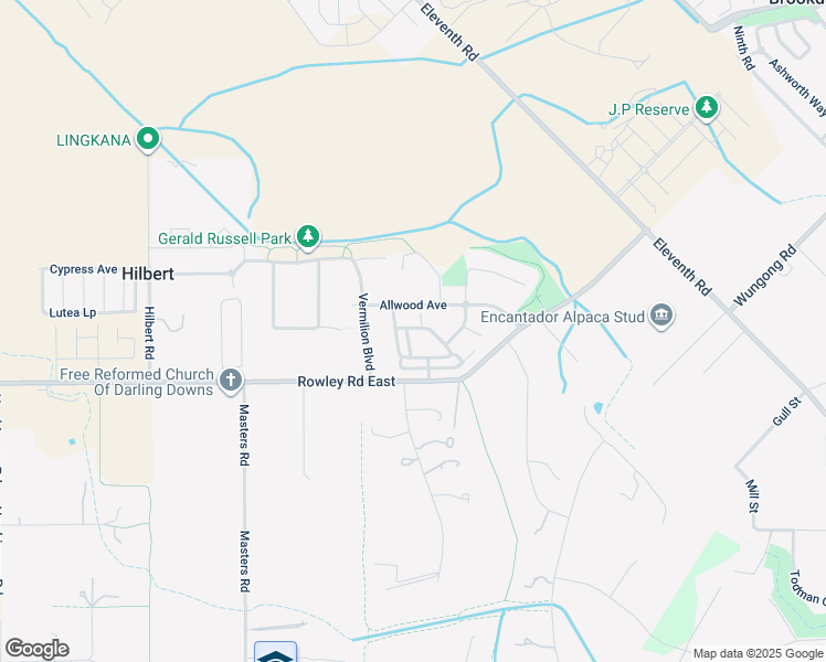 map of restaurants, bars, coffee shops, grocery stores, and more near 1 Ardara Lane in Hilbert