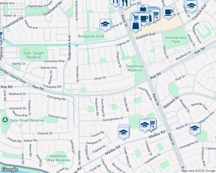 map of restaurants, bars, coffee shops, grocery stores, and more near 5 Puffin Close in Rockingham