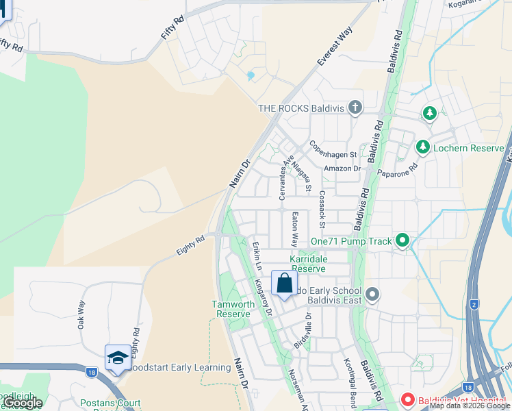 map of restaurants, bars, coffee shops, grocery stores, and more near 68 Colreavy Ramble in Baldivis