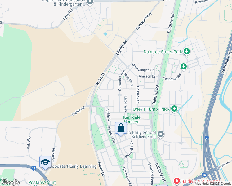 map of restaurants, bars, coffee shops, grocery stores, and more near 54 Colreavy Ramble in Baldivis
