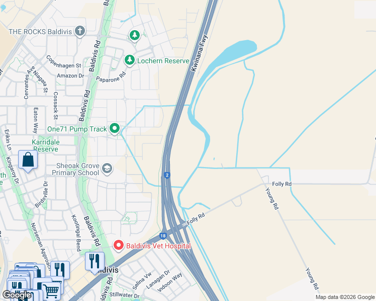 map of restaurants, bars, coffee shops, grocery stores, and more near in Baldivis