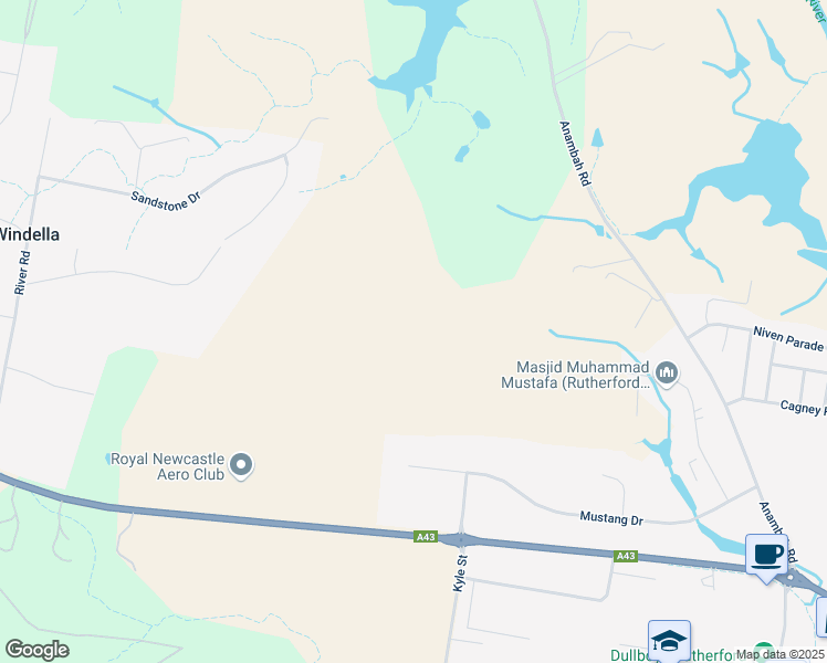 map of restaurants, bars, coffee shops, grocery stores, and more near 604 New England Highway in Rutherford