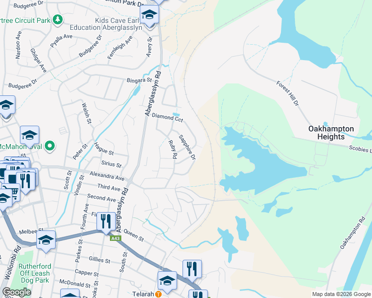 map of restaurants, bars, coffee shops, grocery stores, and more near 1 Topaz Way in Rutherford