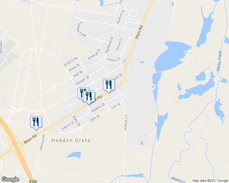 map of restaurants, bars, coffee shops, grocery stores, and more near 12 Main Street in Heddon Greta