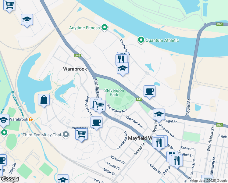 map of restaurants, bars, coffee shops, grocery stores, and more near 559 Maitland Road in Mayfield West