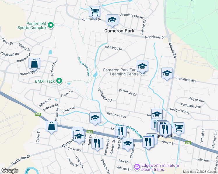 map of restaurants, bars, coffee shops, grocery stores, and more near 11 Rosa Close in Cameron Park