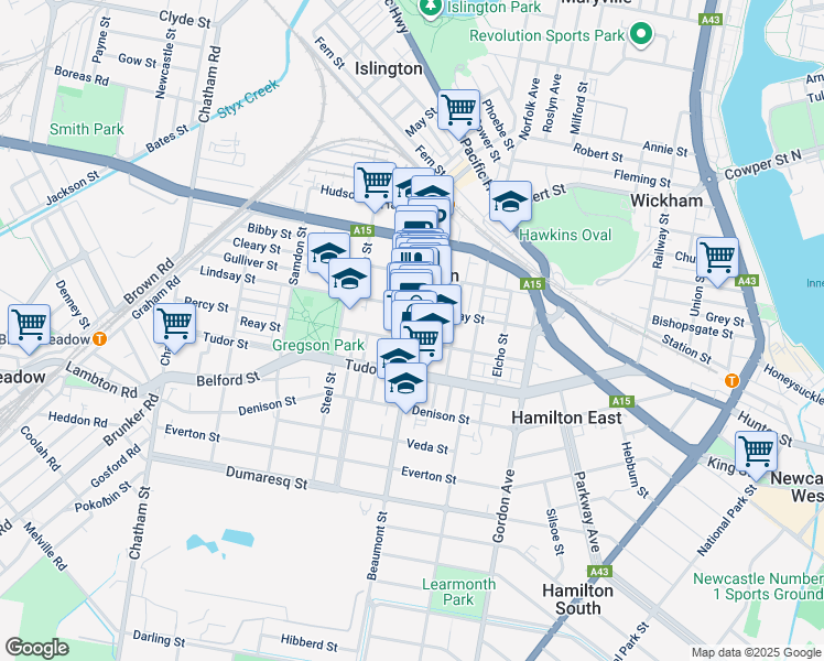 map of restaurants, bars, coffee shops, grocery stores, and more near 110 Beaumont Street in Hamilton
