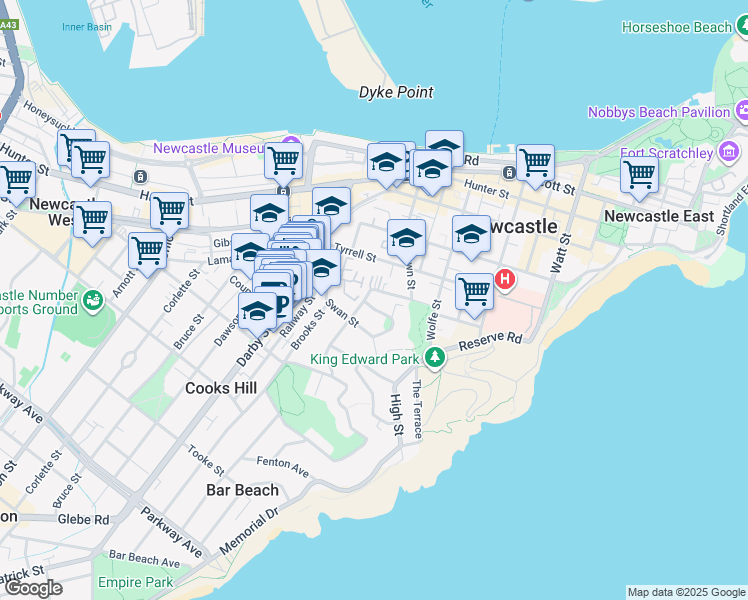 map of restaurants, bars, coffee shops, grocery stores, and more near 3 Mosbri Crescent in The Hill