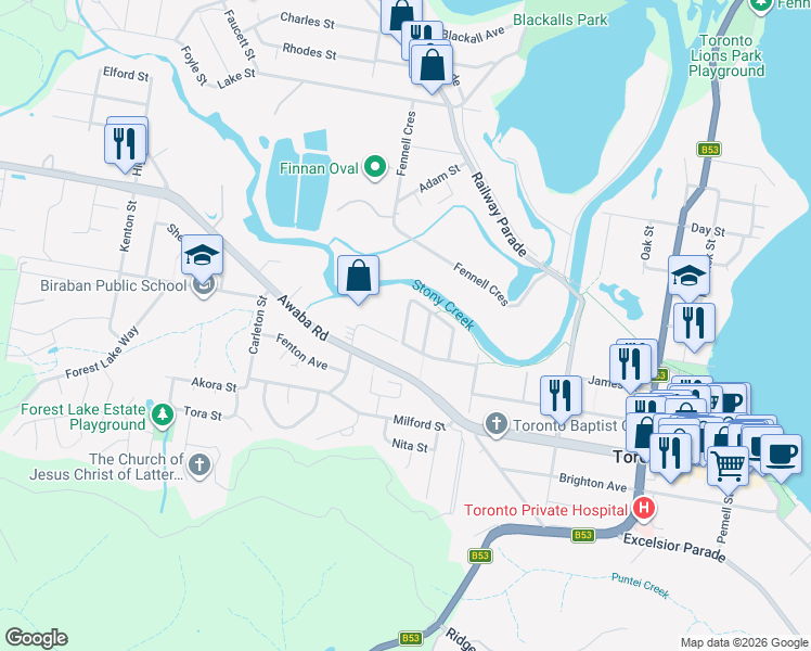 map of restaurants, bars, coffee shops, grocery stores, and more near Field Avenue in Toronto