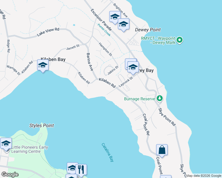 map of restaurants, bars, coffee shops, grocery stores, and more near 4A Kilaben Road in Kilaben Bay