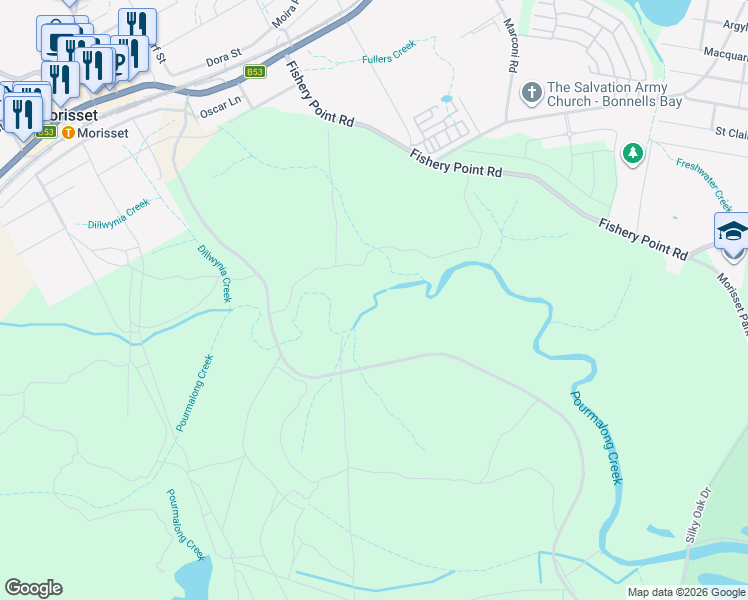 map of restaurants, bars, coffee shops, grocery stores, and more near in Morisset