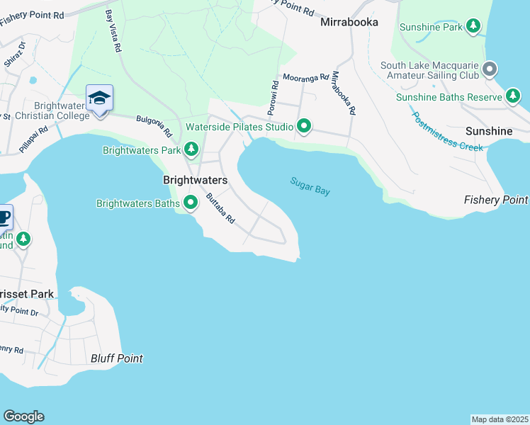 map of restaurants, bars, coffee shops, grocery stores, and more near 29 Dandaraga Road in Brightwaters
